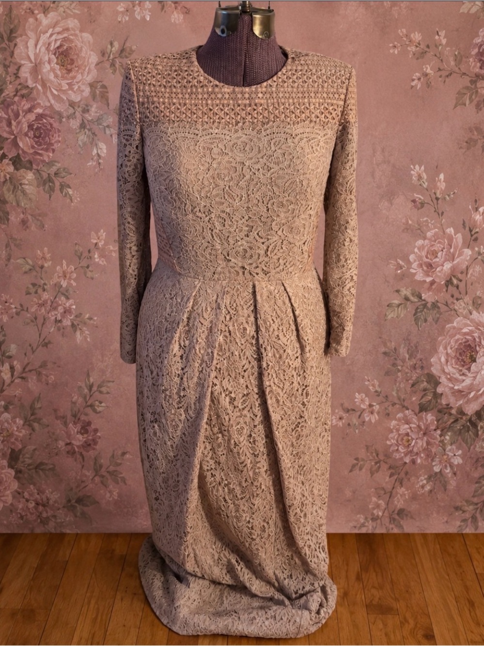 Burberry Lace Long Sleeve Gown in Rose Blush 8